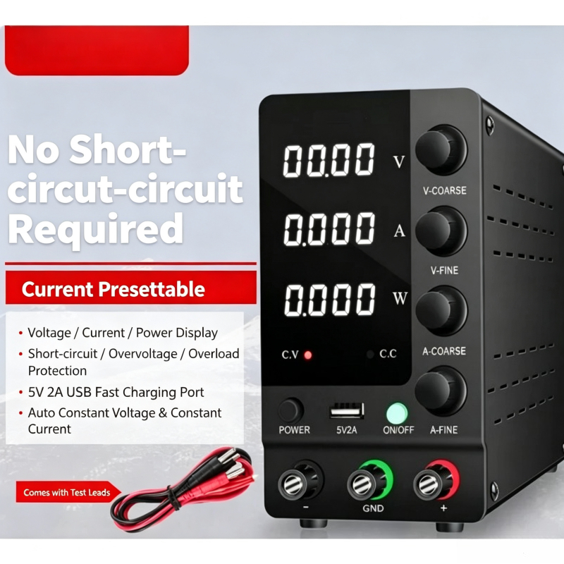 Electronics Repair Bench - 0-32V 0-6A可変調整式DC電源、デジタル調整可能なベンチ電源ユニット（電子機器修理＆バッテリー充電用）