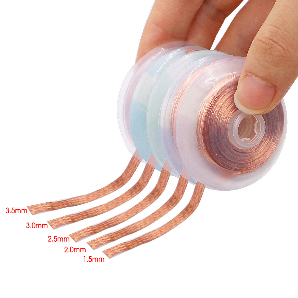 Solder Wick Braid - はんだ除去用のはんだ除去ケーブル,2mm,1.5mm,2.5mm,幅3.5mm,長さ1.5m