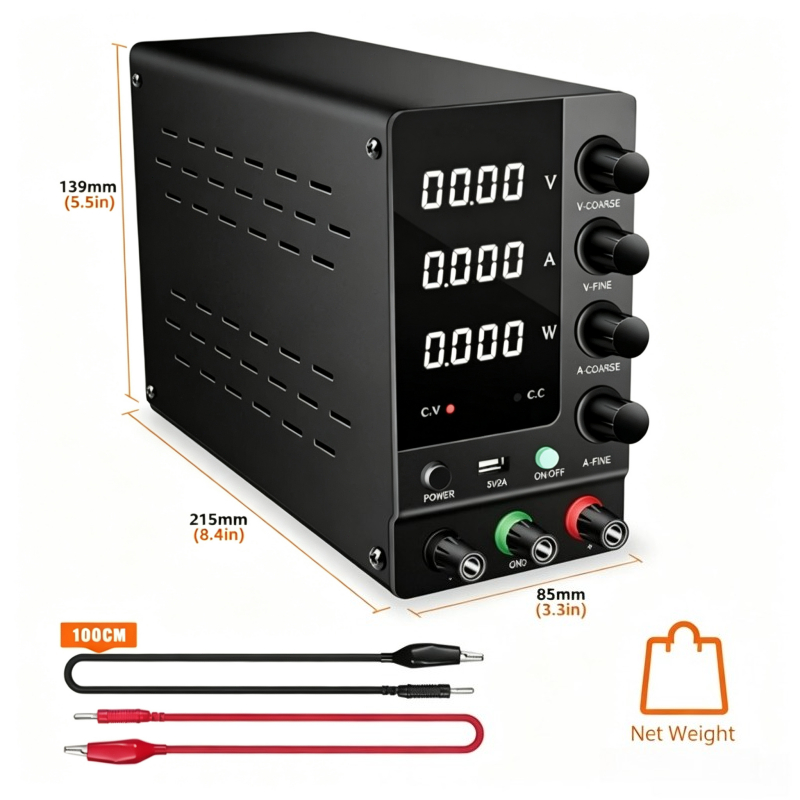 0-32V 0-6A可変調整式DC電源、デジタル調整可能なベ - Electronics Repair Bench のレビューと価格