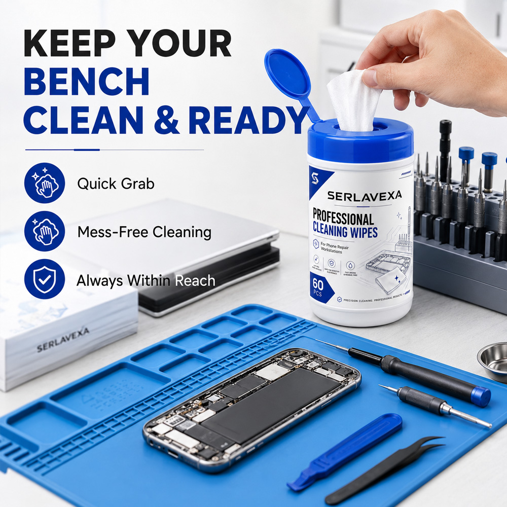 60枚入り電子機器クリーニングワイプ 携帯電話修理用 スクリ - Electronics Repair Bench のレビューと価格
